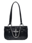 Sac à bandoulière vintage noir avec chaîne croisée