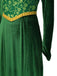 Green 1930s Shrek Medieval Style Embroidered Dress