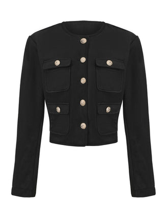 Veste courte noire en fausse laine unie années 1940