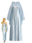 Robe longue bleu clair manches cape inspirée d'Amidala années 80