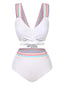 Ensemble bikini à bretelles larges noué dans le dos colorblock des années 1940