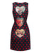 Robe Crayon Noire Pois Motif Cœur Années 1980