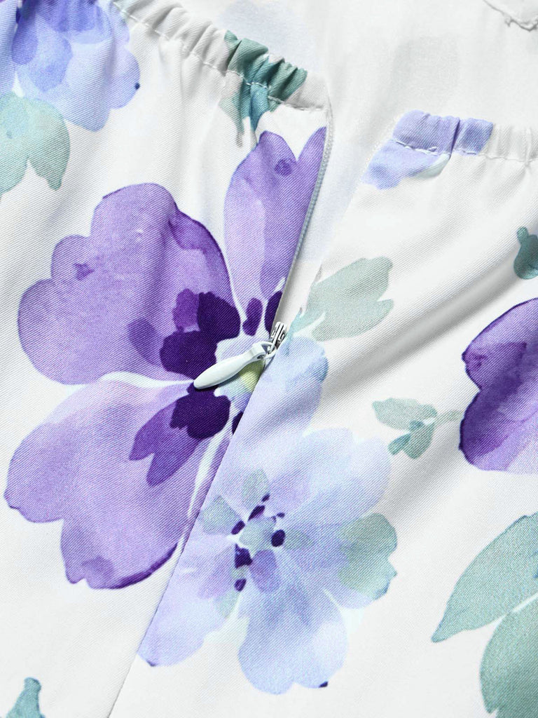 [Prévente] 2PCS Ensemble Blouse à Col Lavallière et Robe à Petites Fleurs Années 1950 - 16