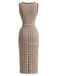 2PCS Ensemble Robe et Veste Blazer en Tweed à Carreaux et Boutons Nacrés Années 1960 - 8