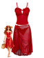 [Prévente] 2PCS Ensemble tankini rouge à découpes et volants paréo années 60