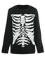 Pull en tricot noire à squelette Halloween années 1950