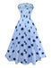 Robe Bleue Pois Sans Bretelles Plissée Années 1940
