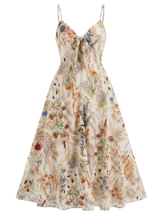Robe Bohème à Bretelles Col V Florale Multicolore Années 1930