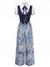 [Prévente] Combinaison Faux 3PCS Nœud Floral Bleu Années 1930