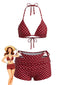 Bikini À Pois Licou Slip Short Taille Haute Bordeaux Années 1950