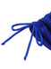 Close-up of blue shoelaces on a white background