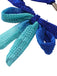 Close-up of blue and teal braided shoelaces on a white background