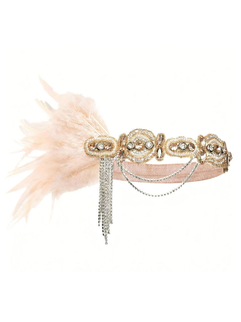 Bandeau à plumes et cristaux inspiré de Gatsby années 1920