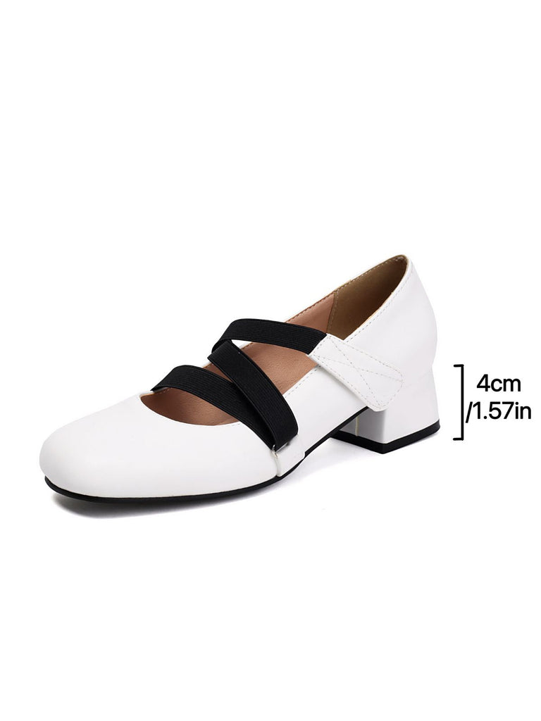 Chaussures à talons épais en cuir élastique inspirées du ballet
