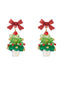 Boucles d'oreilles pendantes vintage sapin de Noël et nœud