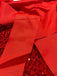 Robe à paillettes rouge manches longues col rond avec nœud des années 1960