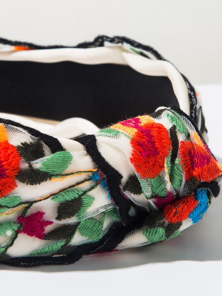 Bandeau floral brodé style bohème rétro
