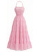 Robe Maxi à Étages Dos-Nu en Mousseline Froncée Années 70