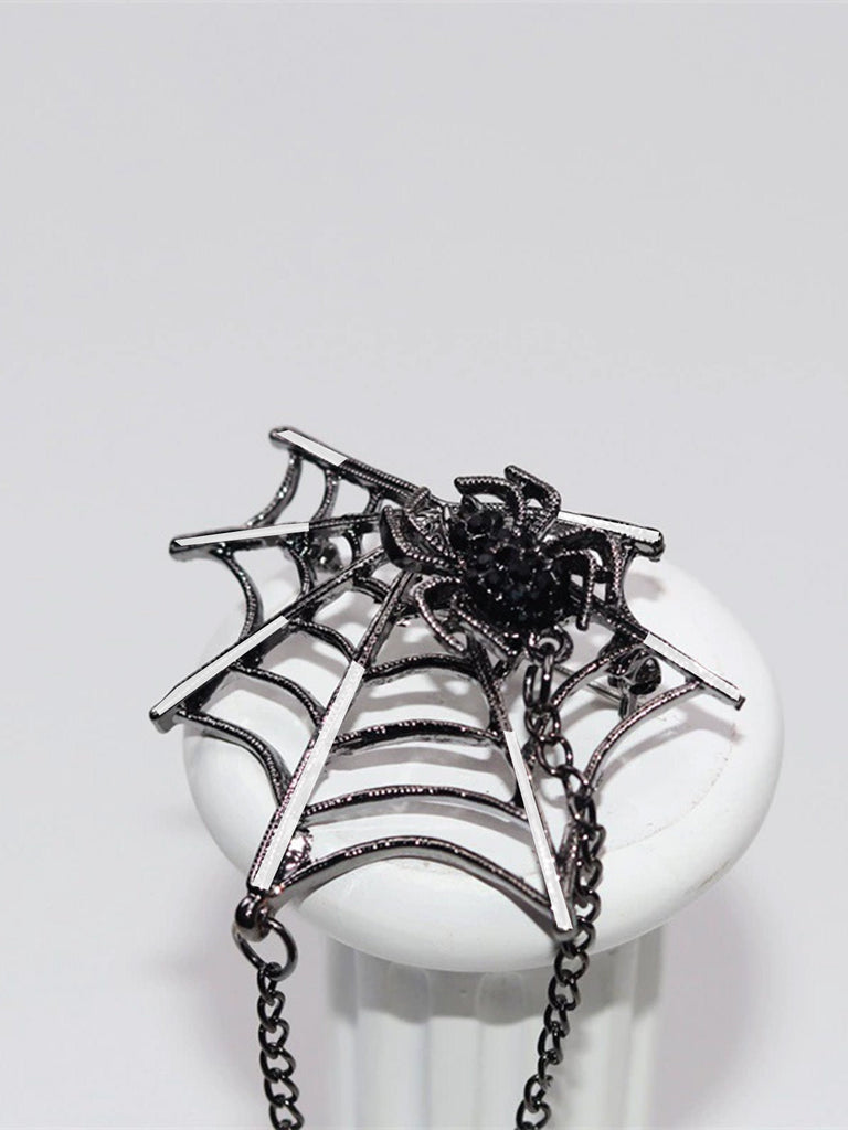 Broche gothique en toile d'araignée en diamant  Halloween