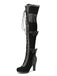 Bottes hautes à talons lacets et nœud style vintage