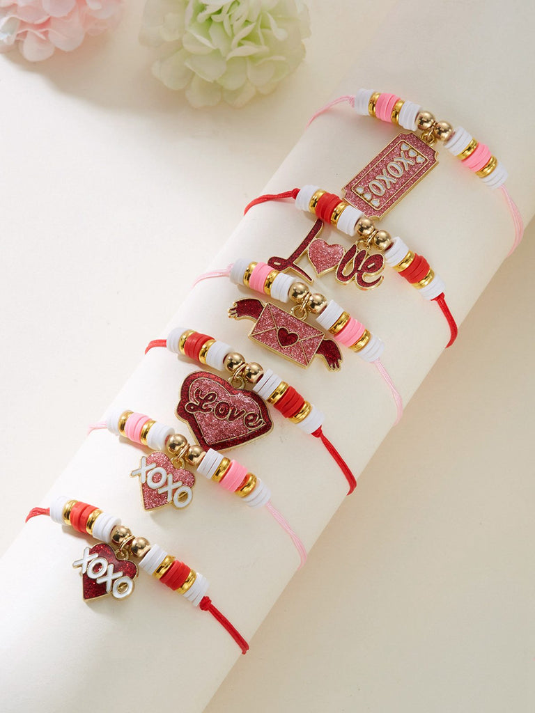 Bracelet tissé ajustable en forme de cœur pour la Saint-Valentin
