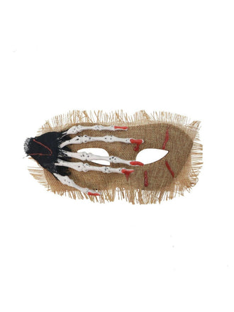 Masque pour les yeux vintage de main de squelette avec taches de sang