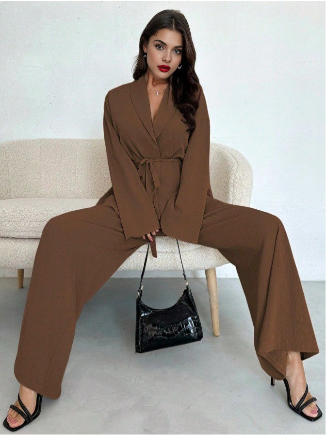 2PCS Ensemble blazer et pantalon lacets style années 1960