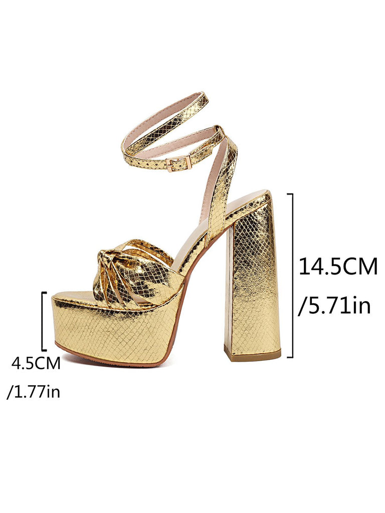 Chaussures à talons hauts métallisées disco à plateforme