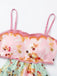 Robe longue fleurs volants rose foncé années 30