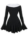 Robe péplum à volants noire et blanche années 1960