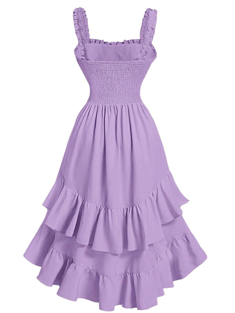 [Prévente] Robe à bretelles froncées et ourlet à volants années 1950