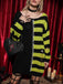 Pull rayé à lacets en maille vieillie pour Halloween des années 1980