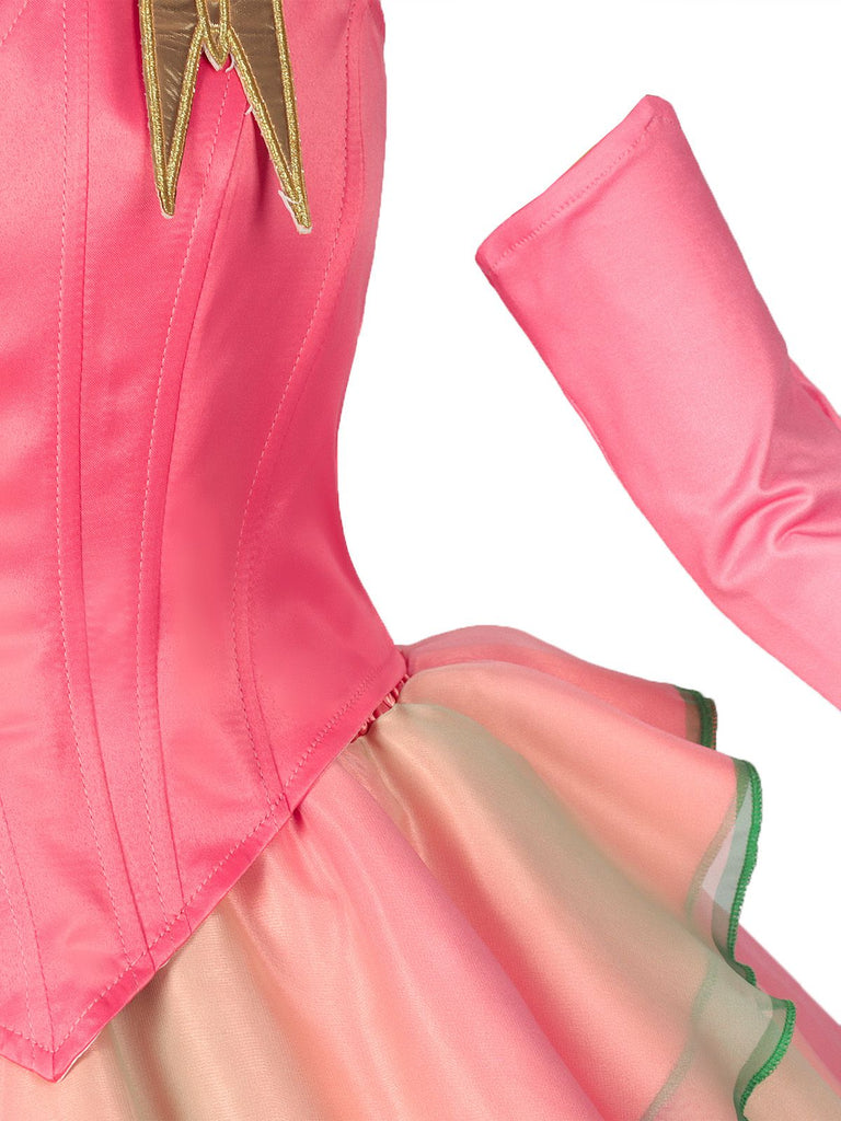 Ensemble haut et jupe rose Glinda la méchante sorcière années 1970