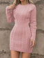 Robe moulante manches longues en maille torsadée des années 1960