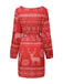 Robe rouge avec motif rennes et flocons de neige années 1960