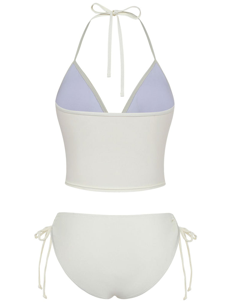 Ensemble Bikini Taille Haute Fleurs Brodées Artisanal Années 50