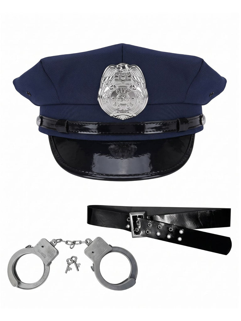Ensemble combishort bleu marine de policière pour Halloween Années 1980 - 4