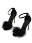 Escarpins à bride en daim et plumes