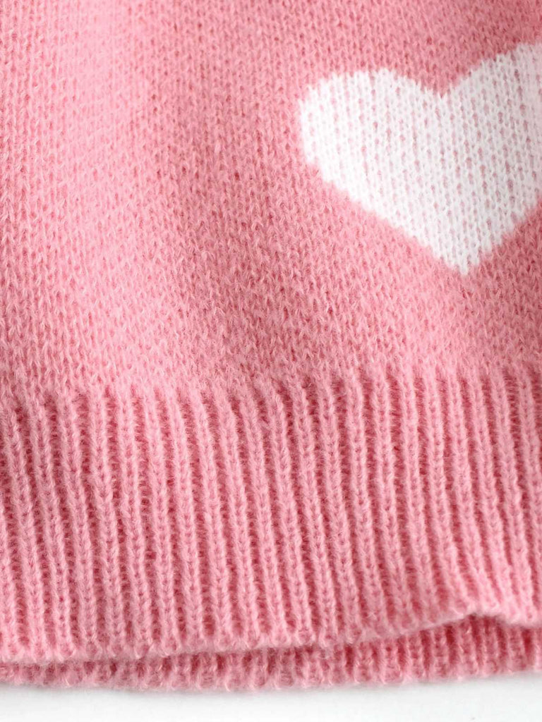 Cardigan en maille à imprimé cœur style Saint-Valentin années 1950