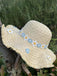 Chapeau de soleil à franges en raphia 3D à motif marguerite