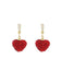 Boucles d'oreilles pendantes en cristal rouge en forme de cœur