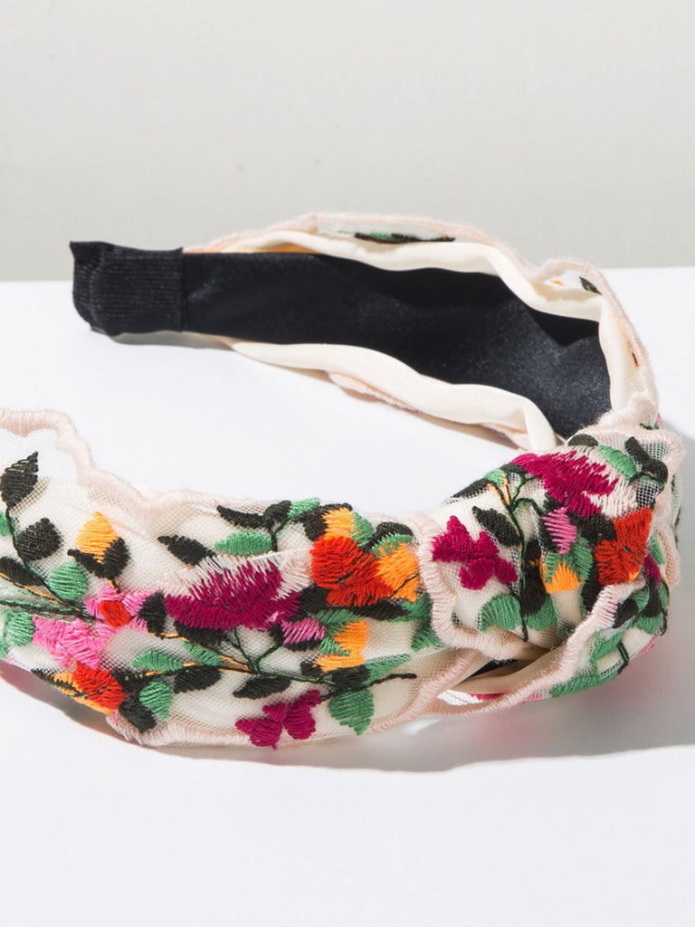 Bandeau floral brodé style bohème rétro