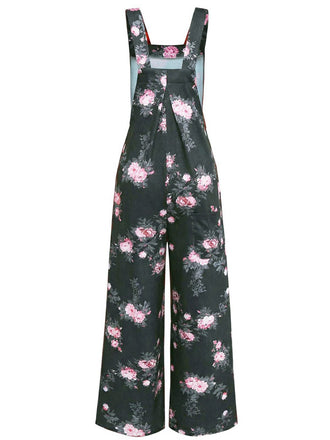 Combinaison pantalon large à imprimé floral vert années 1940