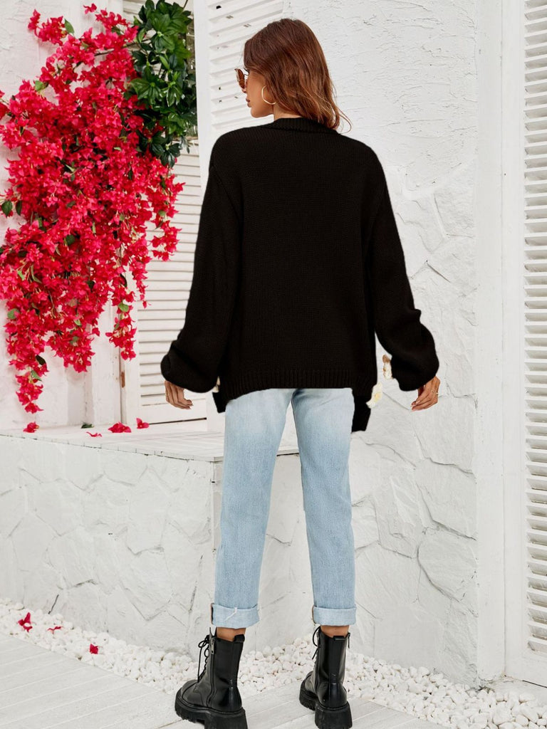 Gilet en maille manches longues motif marguerite 3D années 1930