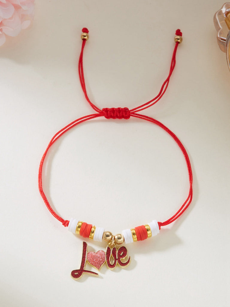 Bracelet tissé ajustable en forme de cœur pour la Saint-Valentin