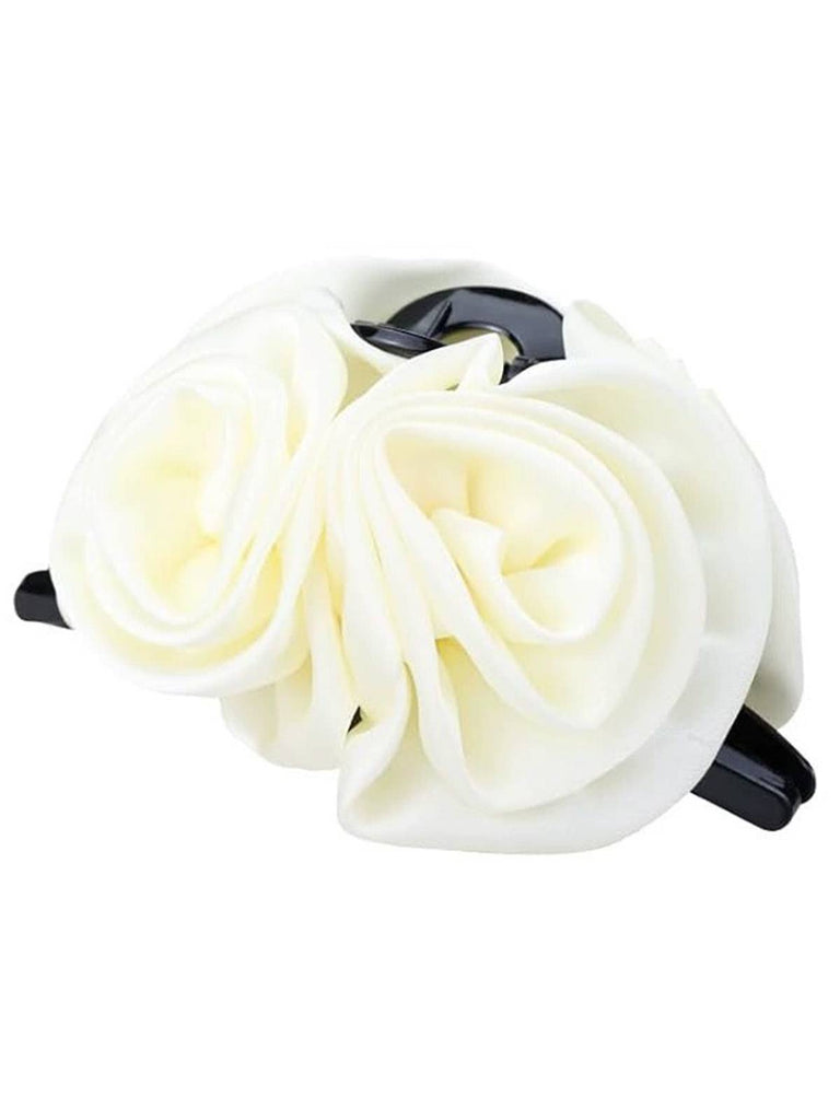 Pince à cheveux en satin rose florale 3D pour la Saint-Valentin