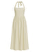 Robe à col licou unie à bretelles larges années 1940