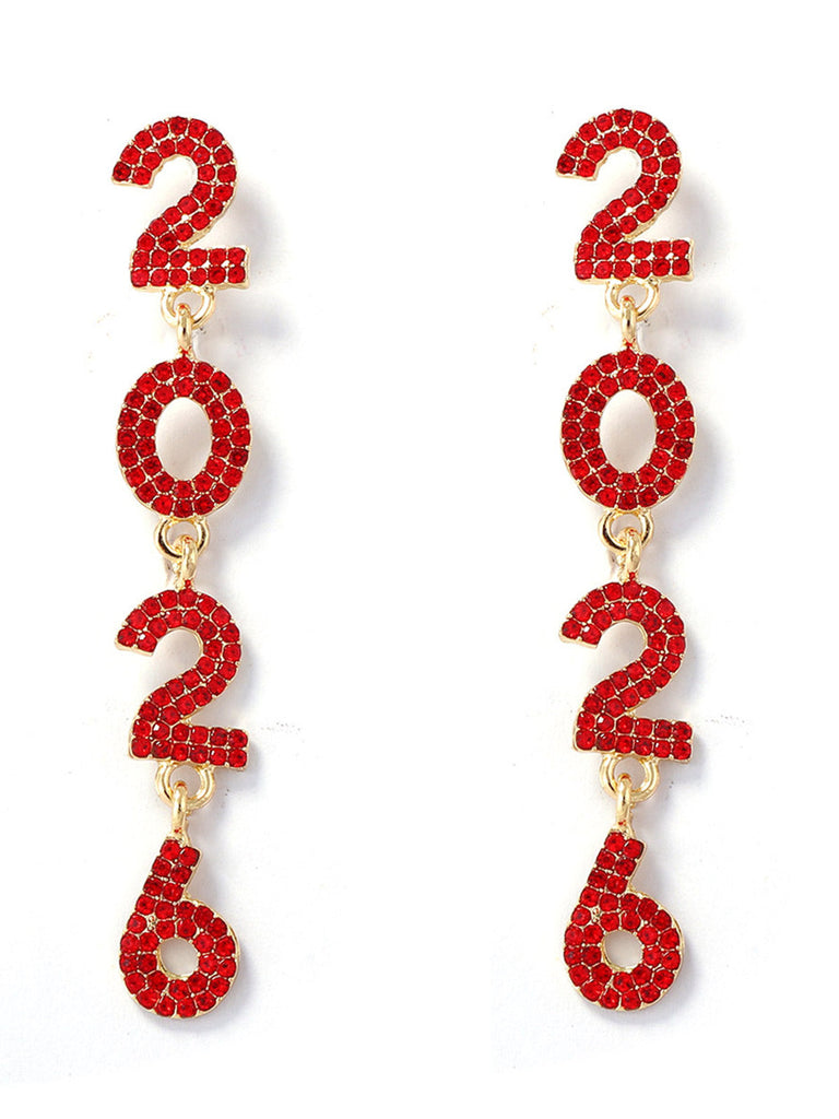 Boucles d'oreilles pendantes strass 2026 colorées pour le Nouvel An