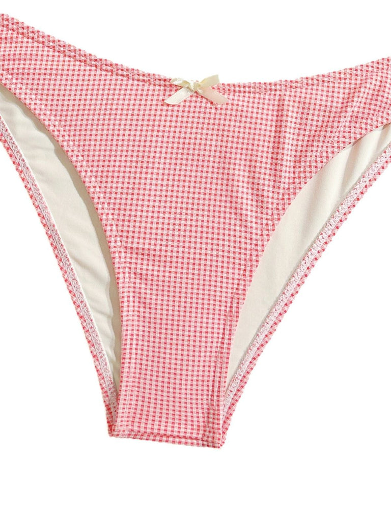 Ensemble De Tankini Bords Dentelle À Carreaux Rouge Année 1950