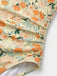 Maillot de bain une pièce fronces et col V fleuri années 1980